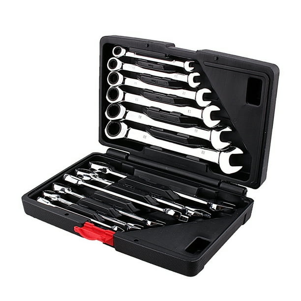Set Flexible Spanner Combination Ratchet Wrench Tool Kit 8-19mm Vehicle Spanner Ratcheting Spanners with Flexible Head for DIY Jobs Car Repairing Ratchet Spanner 12PCS 28 x 20cm x 7cm Set Flexible Spanner Combination Ratchet Wrench Tool Kit 8-19mm Vehicle Spanner Ratcheting Spanners with Flexible Head for DIY Jobs Car Repairing Ratchet Spanner 12PCS 28 x 20cm x 7cm